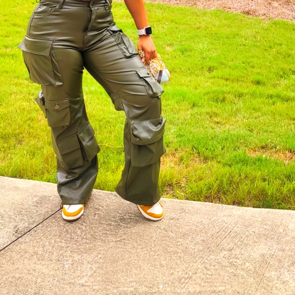 Olive leather Pants